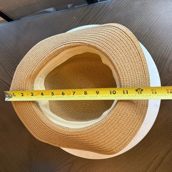 Tan and Blue Straw Sun Hat with Decorative Band - Picture 8 of 8